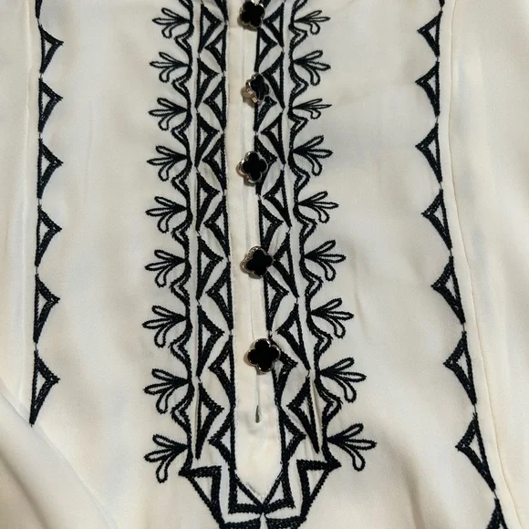 Chico's Ivory Blouse with Black Embroidery - Picture 5 of 14